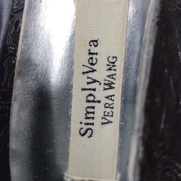 SimplyVera Vera Wang Black Fabric Square Peep Toe Slip-On Platform Stiletto Heel - Picture 10 of 16